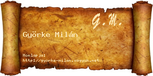 Györke Milán névjegykártya
